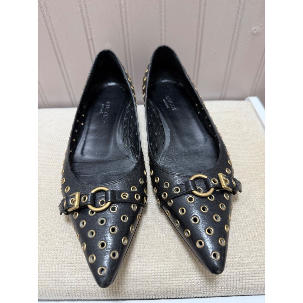 Vintage Gucci Moss Eyelet Leather Flats Size 6B